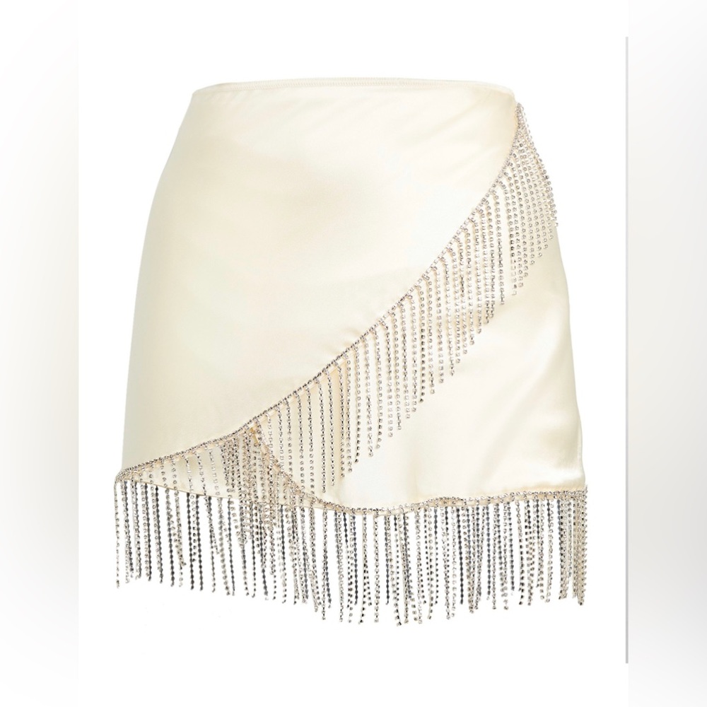 OSÉREE
Satin Embellished Cover-Up Mini Skirt